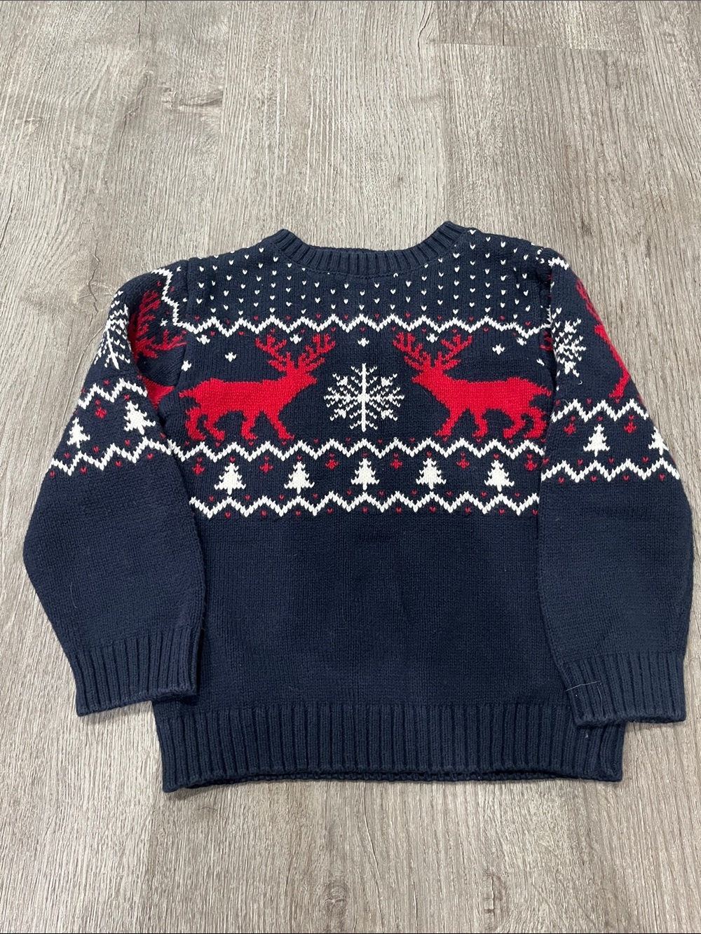 H&M Navy Kids Sweater with Red and White Reindeer Motif